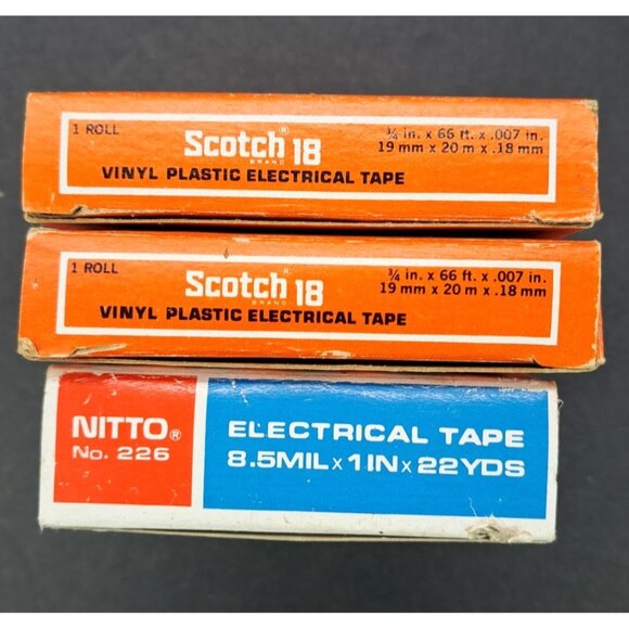 Vintage Scotch 3M Nitto 226 Vinyl Electrical Tape Bundle Lot 3 Rolls Gray Black - Picture 4 of 6
